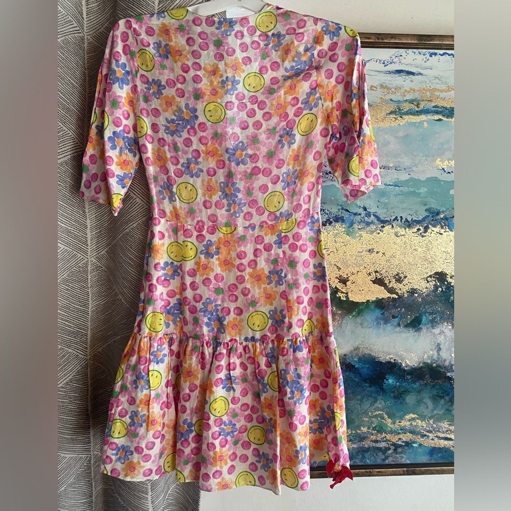 Sandro París Smiley Mini Dress Multicolored Short Sleeve Sz 34 US XS NWT - Picture 7 of 16